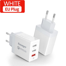 Load image into Gallery viewer, Essager 30W Quick Charge 3.0 USB Charger QC3.0 QC 4.0 Fast Charging Multi Plug Mobile Phone Charger for iPhone Samsung Xiaomi Mi