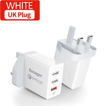Load image into Gallery viewer, Essager 30W Quick Charge 3.0 USB Charger QC3.0 QC 4.0 Fast Charging Multi Plug Mobile Phone Charger for iPhone Samsung Xiaomi Mi