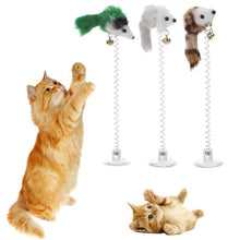 Load image into Gallery viewer, 1/3Pcs Funny Cat Toys Elastic Feather False Mouse Bottom Sucker Toys for Cat Kitten Playing Pet Seat Scratch Toy Pet Cat Product