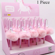 Load image into Gallery viewer, 1pc Pink Flamingo Gel Pen Beautiful Plush Swan Pens For School Writing Girl Gifts Kawaii Neutral Pens School Supplies Stationery