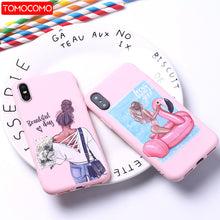 Load image into Gallery viewer, Fashion Queen Classy Paris Girl Summer Travel Mom Baby Soft Silicone Candy Case Coque For iPhone 6 5S 8 8Plus X XS Max 7 7Plus