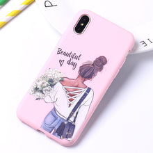 Load image into Gallery viewer, Fashion Queen Classy Paris Girl Summer Travel Mom Baby Soft Silicone Candy Case Coque For iPhone 6 5S 8 8Plus X XS Max 7 7Plus