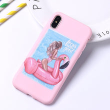 Load image into Gallery viewer, Fashion Queen Classy Paris Girl Summer Travel Mom Baby Soft Silicone Candy Case Coque For iPhone 6 5S 8 8Plus X XS Max 7 7Plus