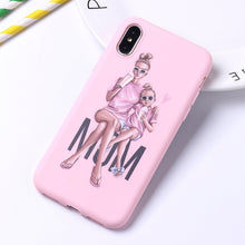 Load image into Gallery viewer, Fashion Queen Classy Paris Girl Summer Travel Mom Baby Soft Silicone Candy Case Coque For iPhone 6 5S 8 8Plus X XS Max 7 7Plus