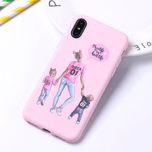 Load image into Gallery viewer, Fashion Queen Classy Paris Girl Summer Travel Mom Baby Soft Silicone Candy Case Coque For iPhone 6 5S 8 8Plus X XS Max 7 7Plus