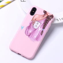 Load image into Gallery viewer, Fashion Queen Classy Paris Girl Summer Travel Mom Baby Soft Silicone Candy Case Coque For iPhone 6 5S 8 8Plus X XS Max 7 7Plus