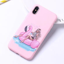 Load image into Gallery viewer, Fashion Queen Classy Paris Girl Summer Travel Mom Baby Soft Silicone Candy Case Coque For iPhone 6 5S 8 8Plus X XS Max 7 7Plus