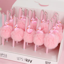 Load image into Gallery viewer, 1pc Pink Flamingo Gel Pen Beautiful Plush Swan Pens For School Writing Girl Gifts Kawaii Neutral Pens School Supplies Stationery